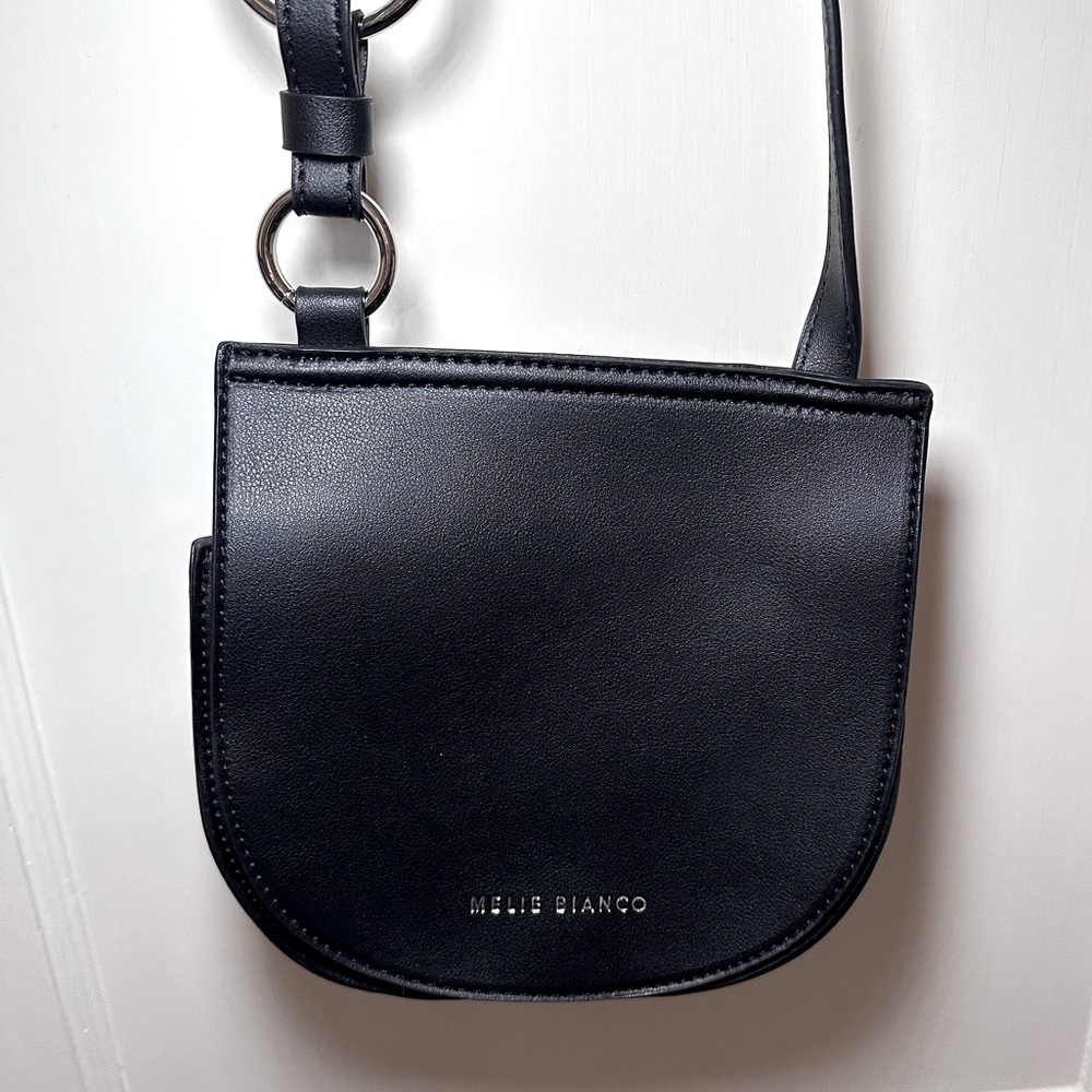 Black Vegan Leather Melie Bianco Shoulder or Crossbody Bag, NWOT